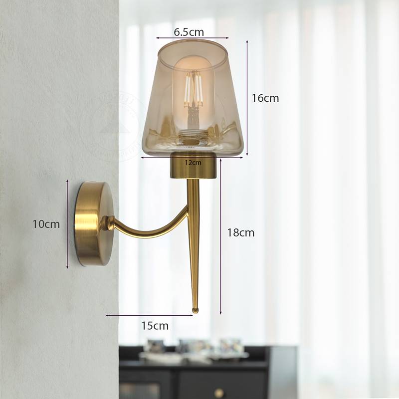 Modern Industrial Polished Amber Glass Wall lights~4905-2