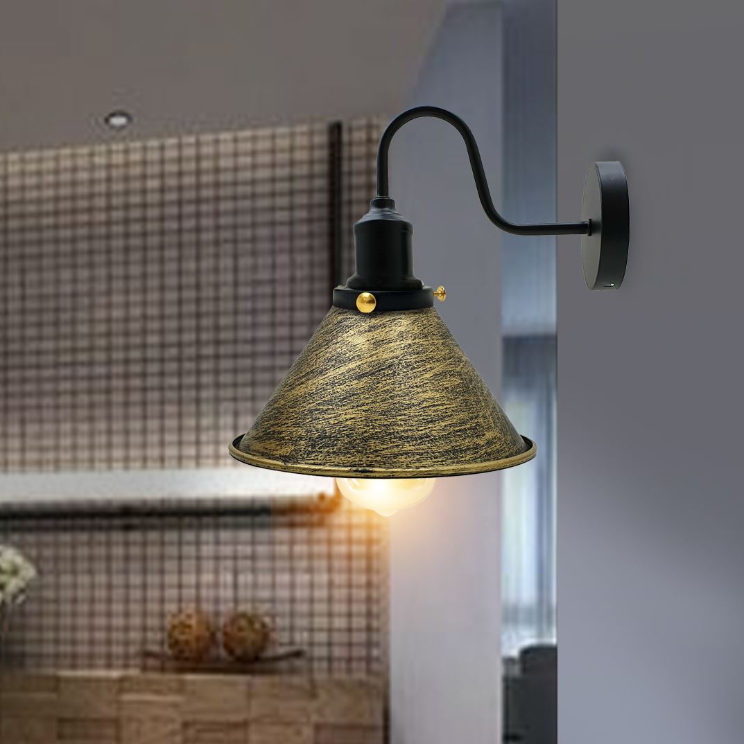 E27 Industrial Metal Wall Light Fitting Vintage Cone shape Wall Sconce~3388-4