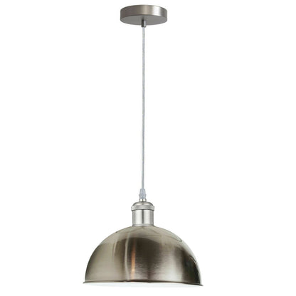 Vintage Industrial Metal Ceiling Pendant Light Satin Nickel Shade Modern~1318-1