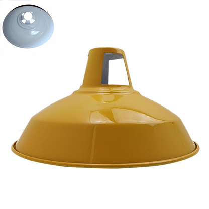 Industrial Style Barn Slotted Lamp Shade Metal Yelow Ceiling Pendant Light Shade~1076-0