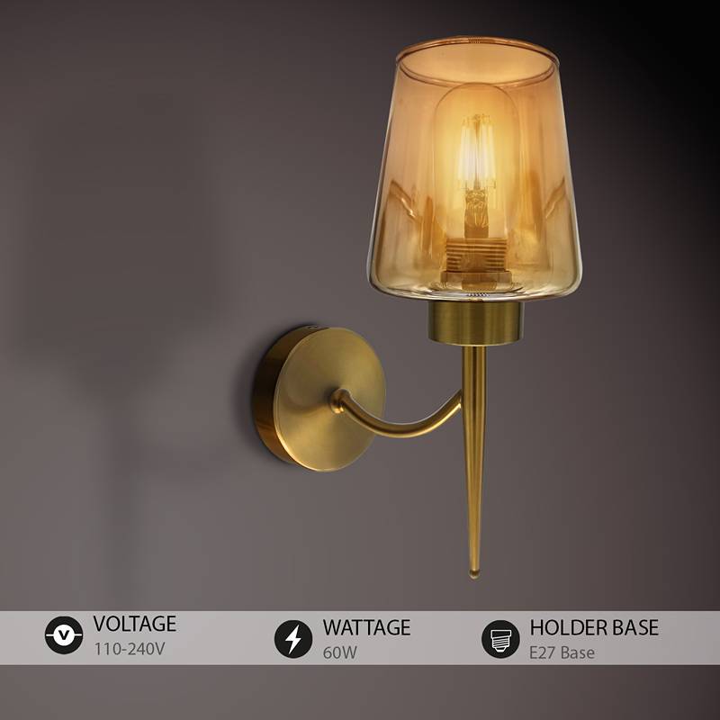 Modern Industrial Polished Amber Glass Wall lights~4905-3