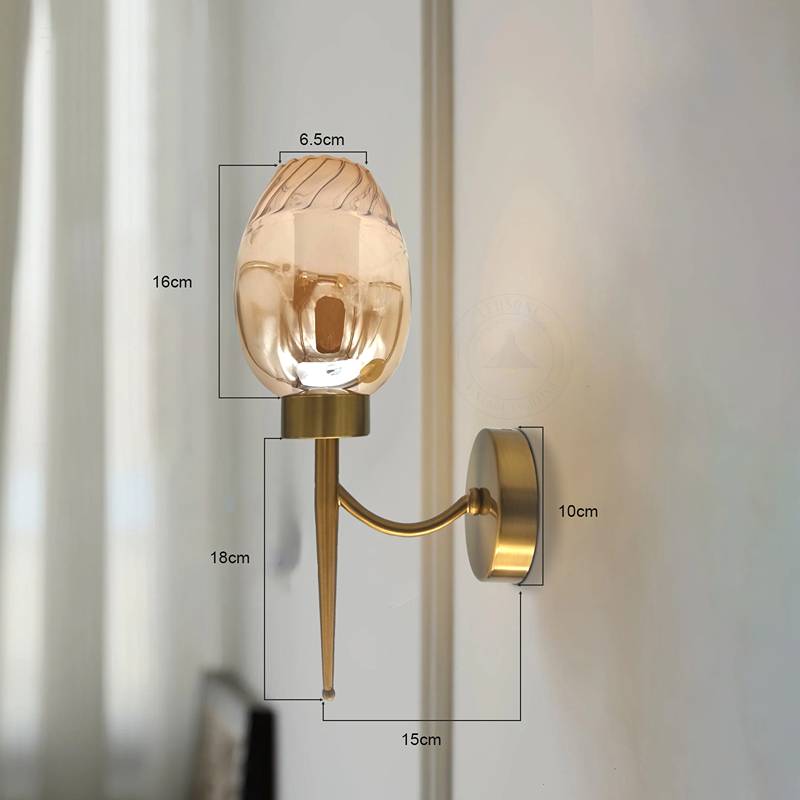 Modern Amber Glass wall light copper plate wall lamp lighting~4901-2