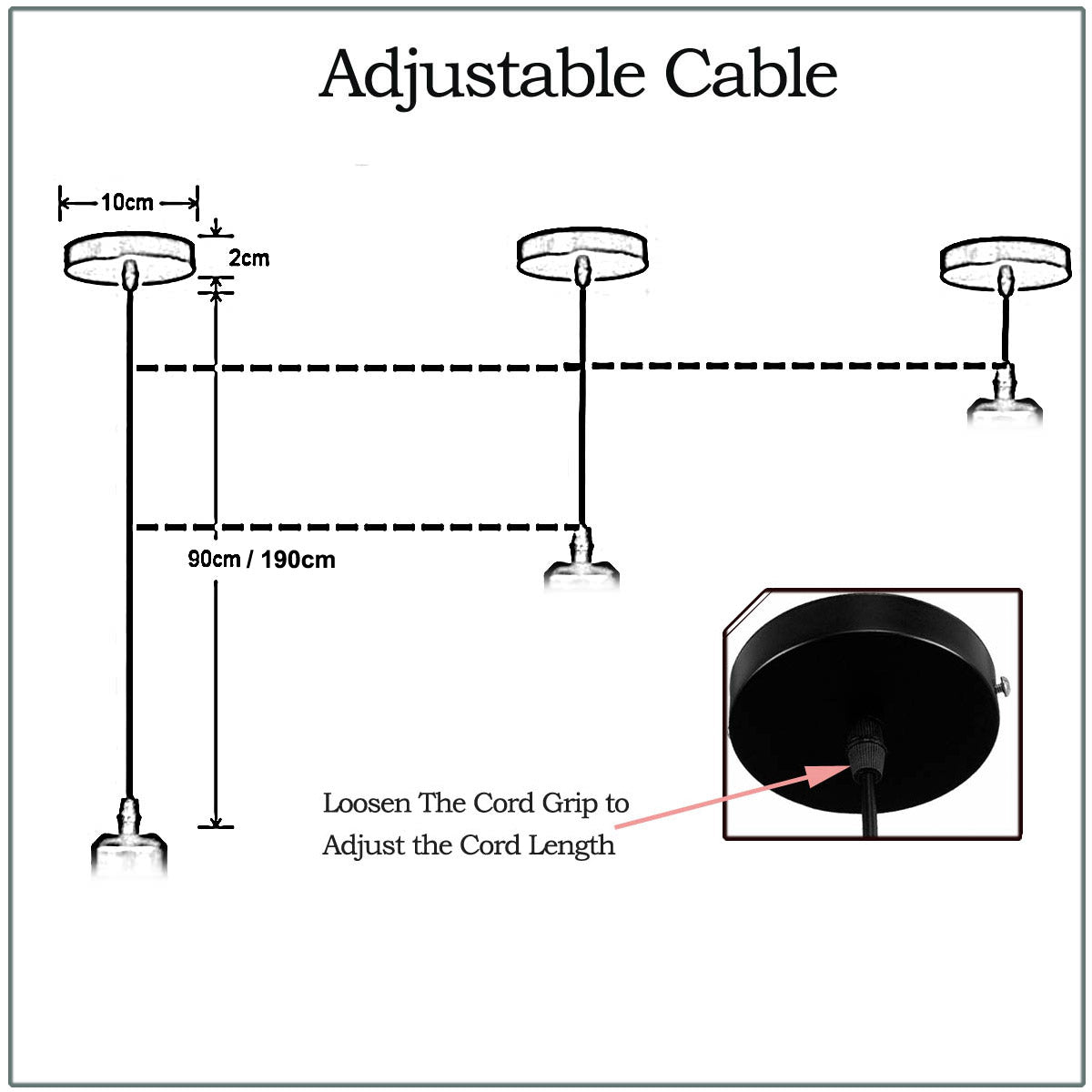 1m Black Twisted Cable E27 Base Shiny Black Holder~1713-4