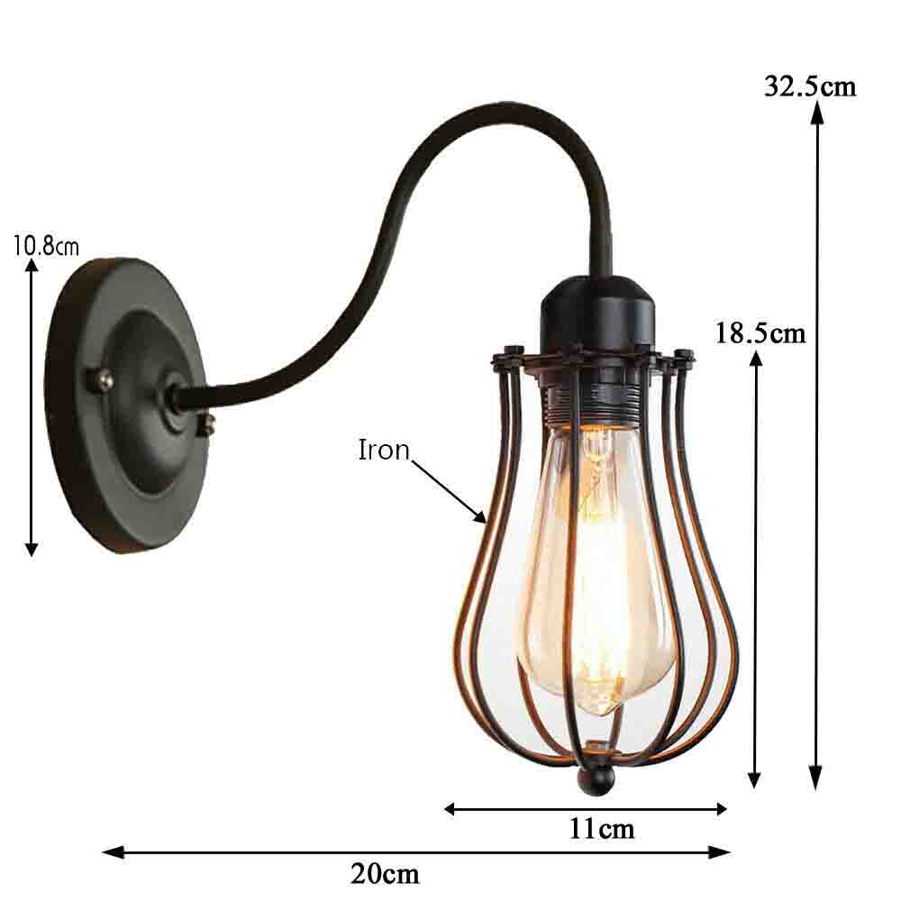 Industrial Vintage Rustic Wire Cage Black Industrial Wall Light Lampshade~2900-3