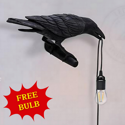 Black Wall Lamp On the Left Resin Bird Wall sconce FREE Bulb~4779-0