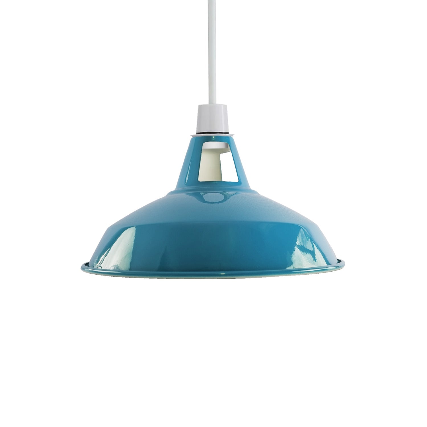 Industrial Style Barn Slotted Lamp Shade Metal Blue Ceiling Pendant Light Shade~1075-1