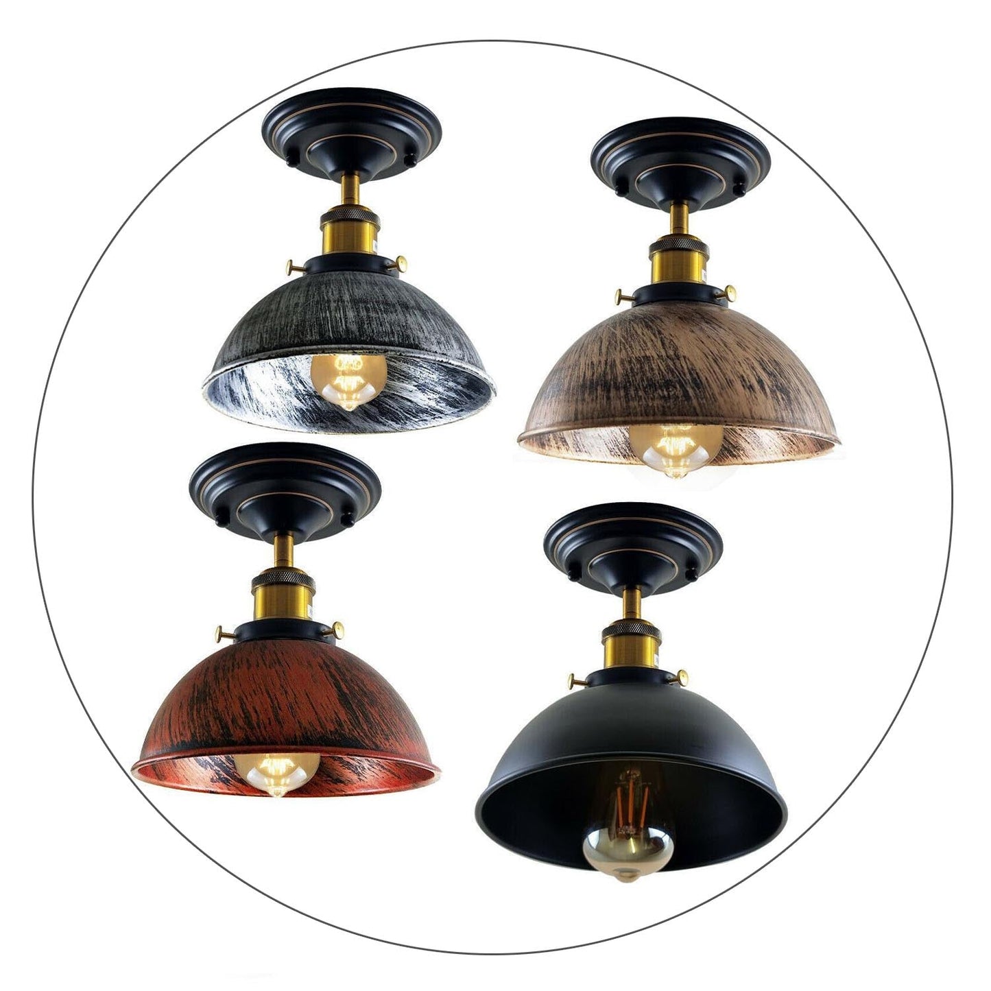 Industrial Ceiling lights Flush Mount Dome Shade~1234-3