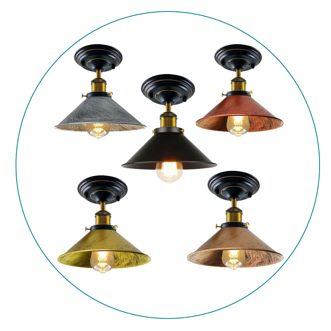 Vintage Pendant Light | Ceiling Lamp Metal UK~1229-4