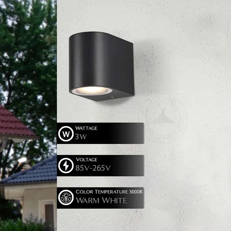 3W Modern Outdoor LED  Black wall lights ~4961-1