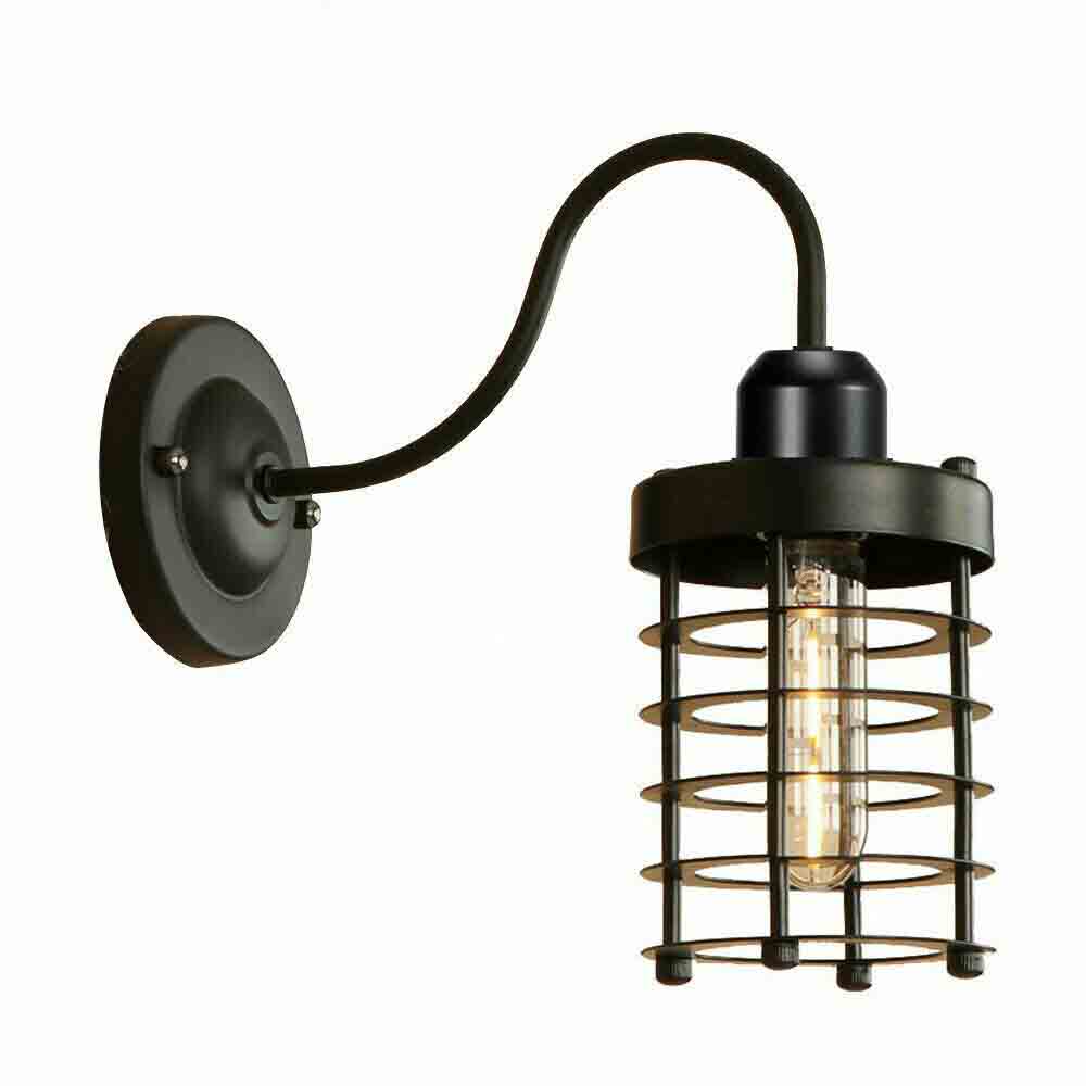 Industrial Vintage Rustic Wire Cage Black Industrial Wall Light Lampshade~2900-7