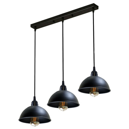 Black 3 light Pendant Light  over a kitchen & bar~5268-2