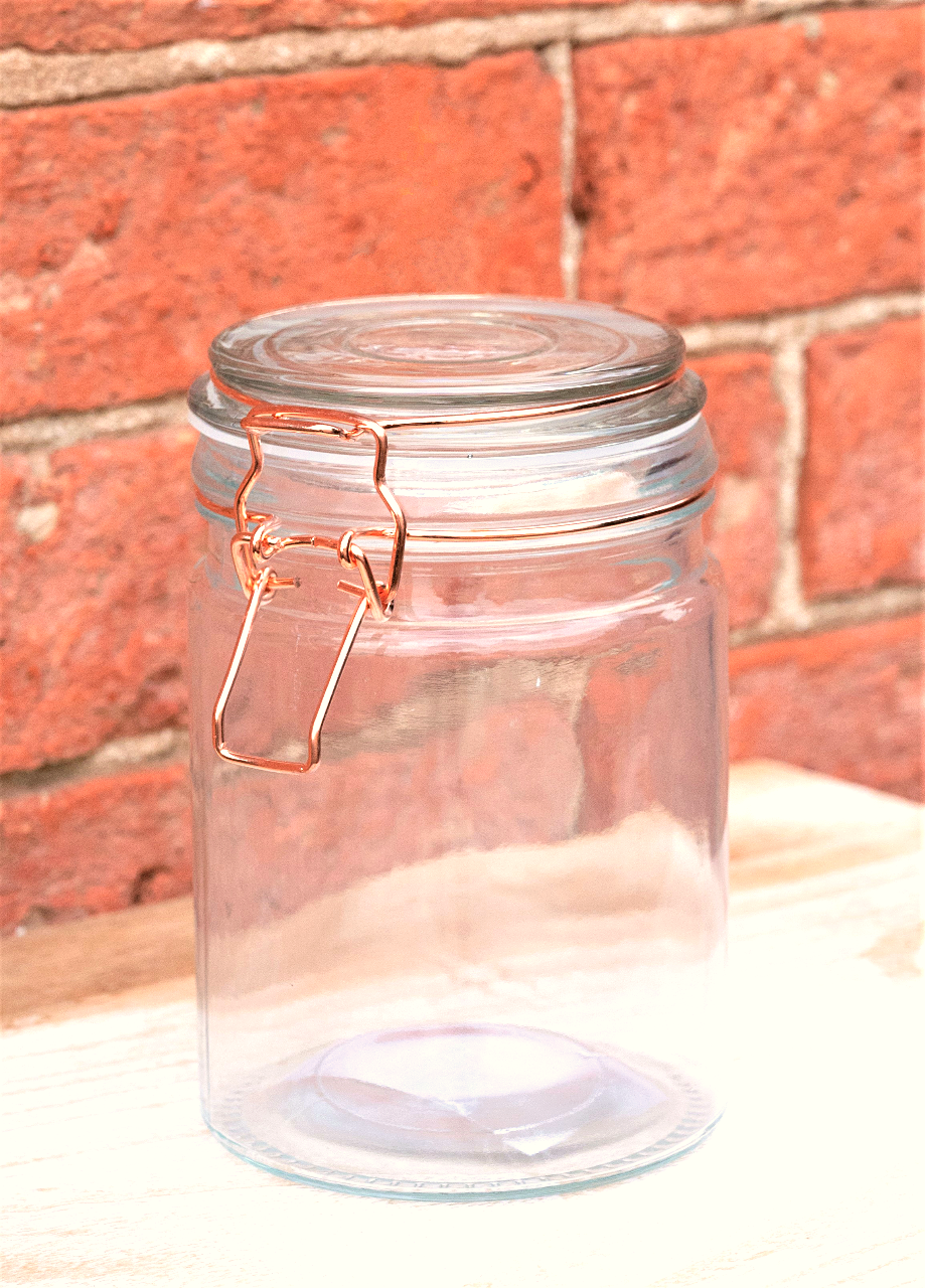 Storage Jar, Glass with Copper Wire Fastening-1