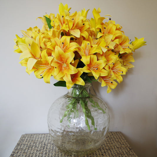 12 x 60cm Artificial Lily Stem Yellow (144 Flowers)-0