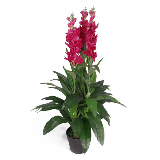 100cm Artificial Cymbidium Orchid Plant - Extra Large - Dark Pink Flowers-0