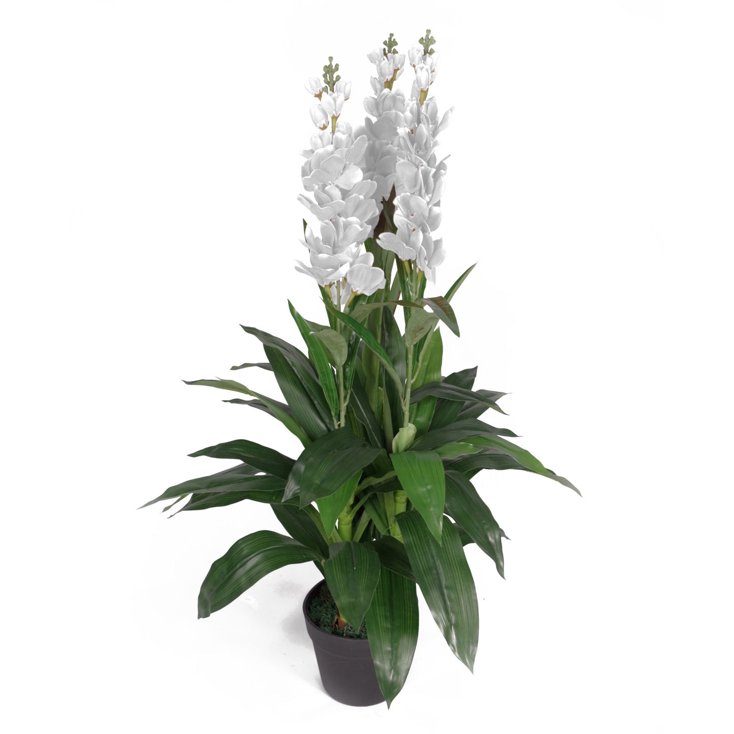 100cm Artificial Cymbidium Orchid Plant - Extra Large - White Flowers-0