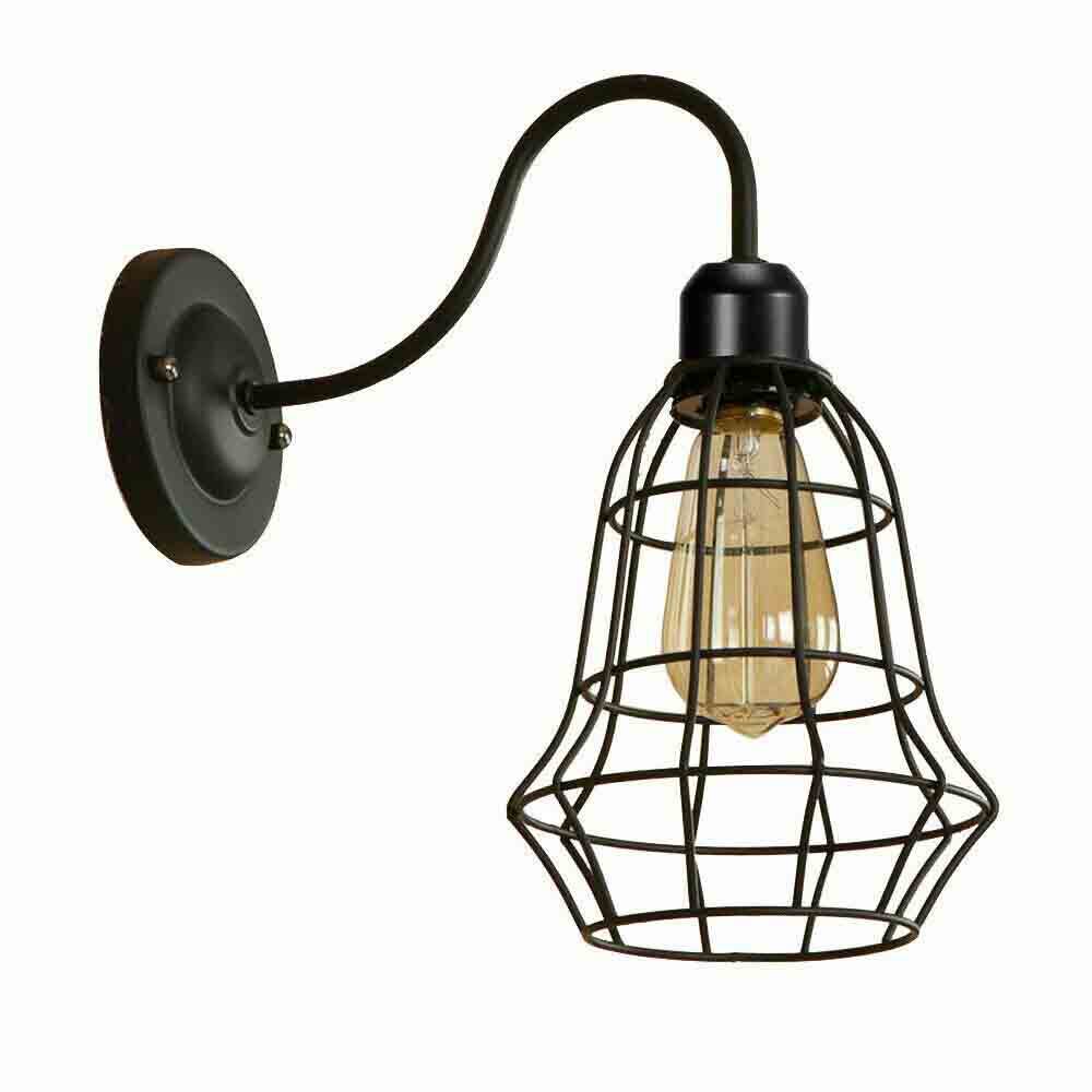 Industrial Vintage Rustic Wire Cage Black Industrial Wall Light Lampshade~2900-5