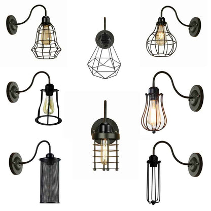 Industrial Vintage Rustic Wire Cage Black Industrial Wall Light Lampshade~2900-1