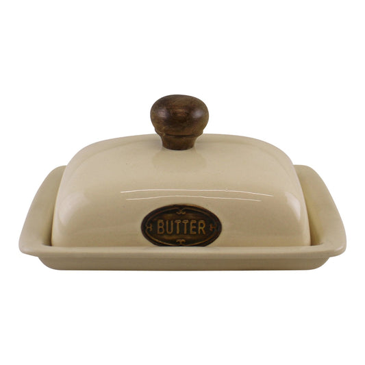 Country Cottage Cream Ceramic Butter Dish-0