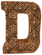 Hand Carved Wooden Geometric Letter D-0