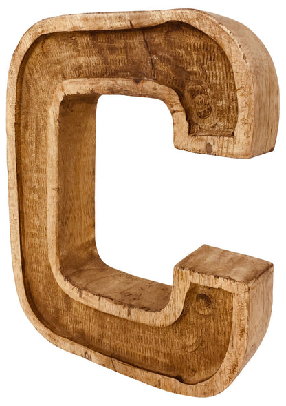 Hand Carved Wooden Embossed Letter C-2