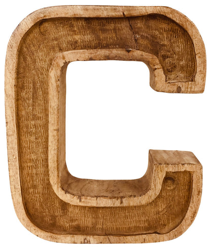 Hand Carved Wooden Embossed Letter C-0