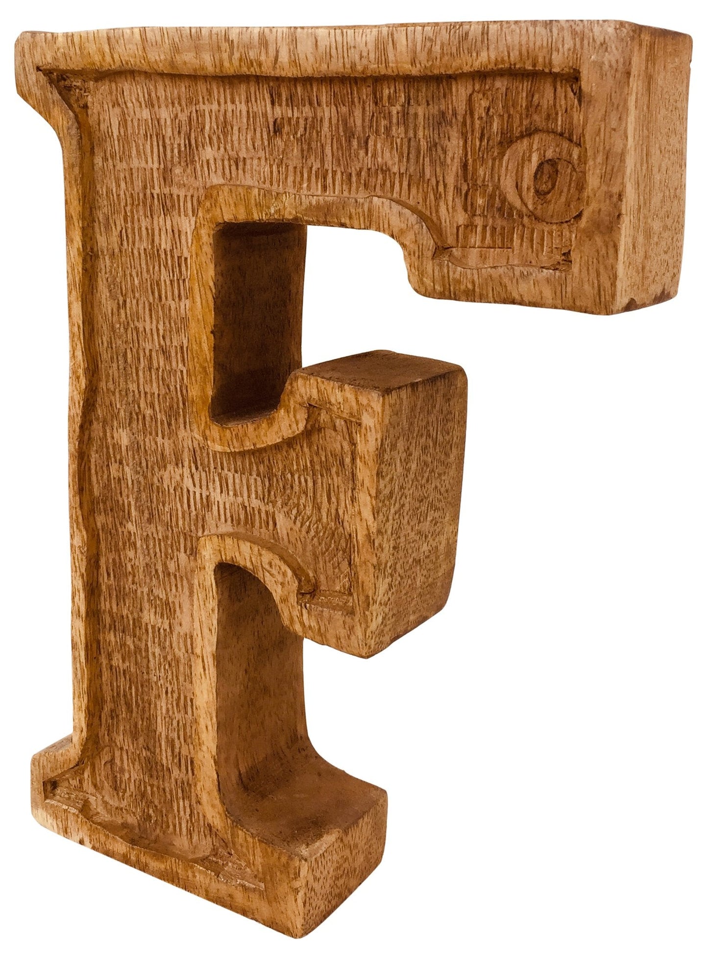 Hand Carved Wooden Embossed Letter F-2