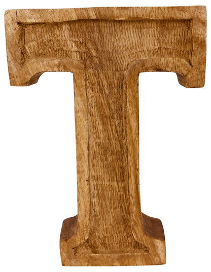 Hand Carved Wooden Embossed Letter T-0