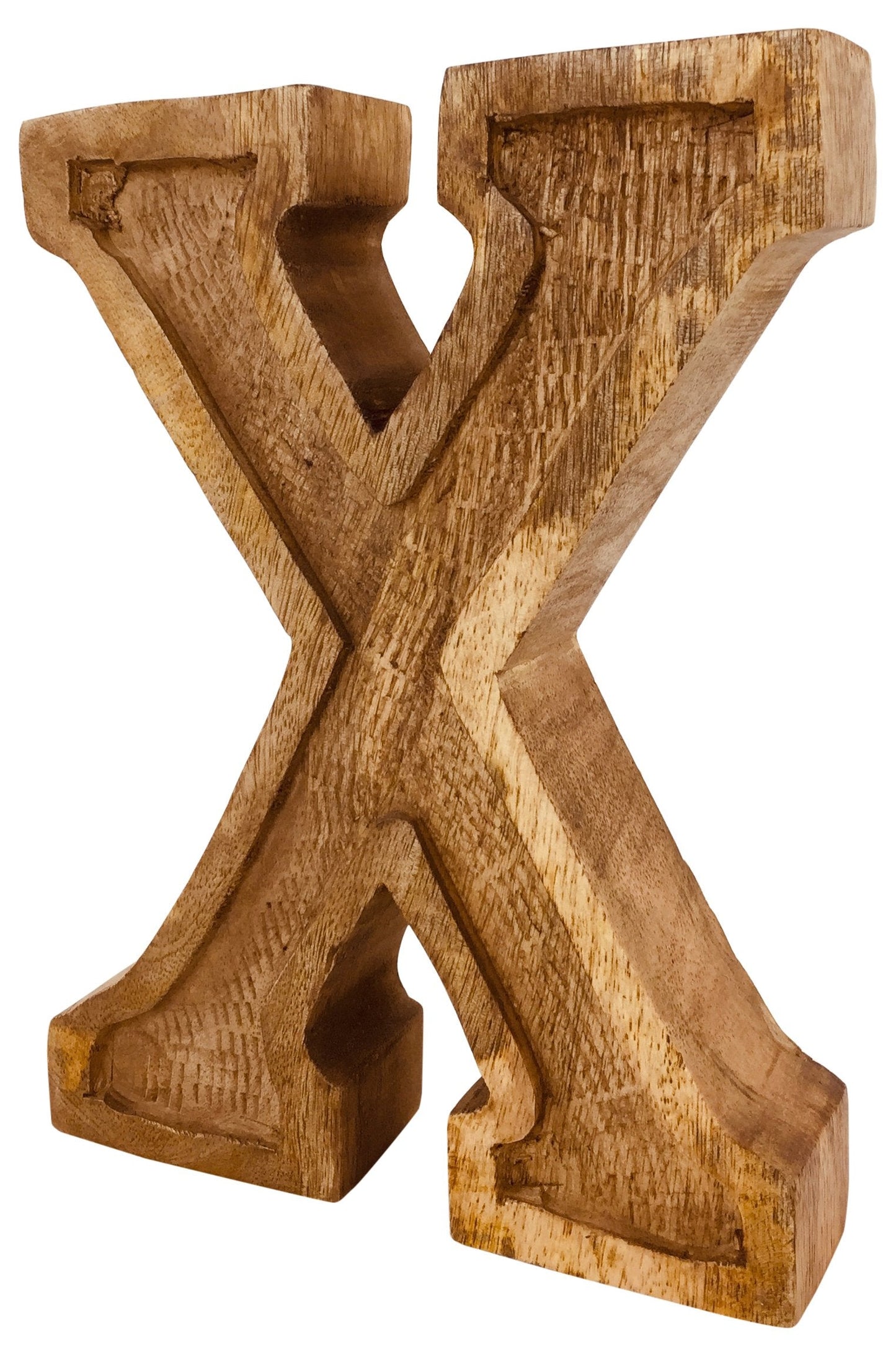 Hand Carved Wooden Embossed Letter X-2