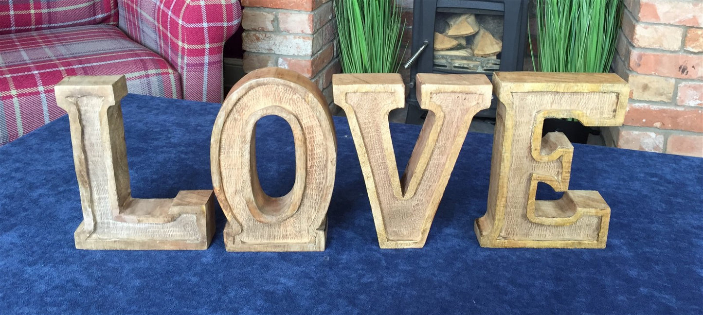 Hand Carved Wooden Embossed Letters Love-2