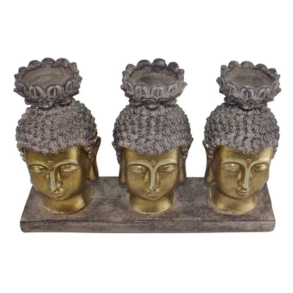 Triple Candle Holder, Buddha Design-3