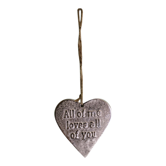 Small Hanging Silver Heart with Love Quote-0