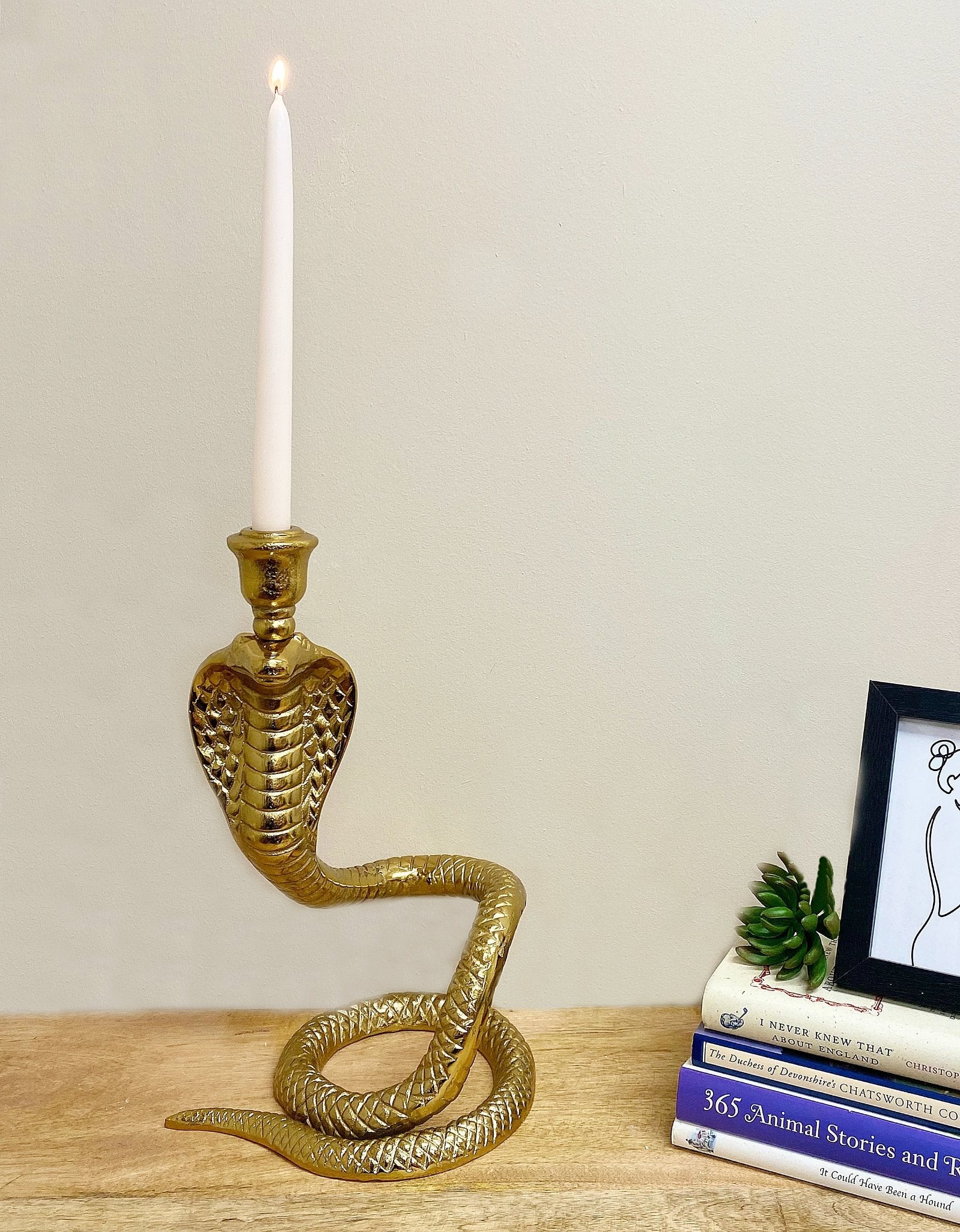 Large Gold Snake Candle Holder-4