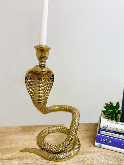 Large Gold Snake Candle Holder-3