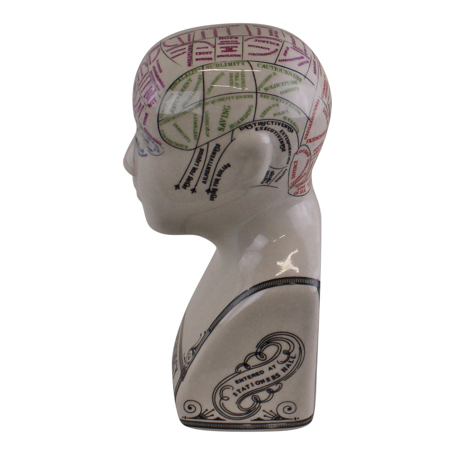 Small Ceramic Crackle Phrenology Head-3