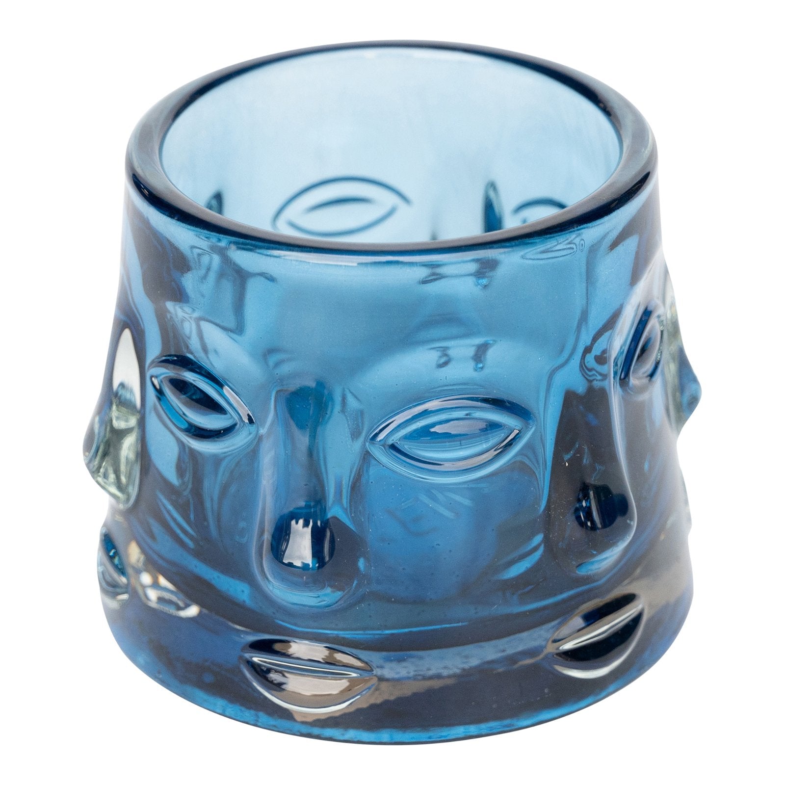 Blue Glass Face Design Candle Holder-1