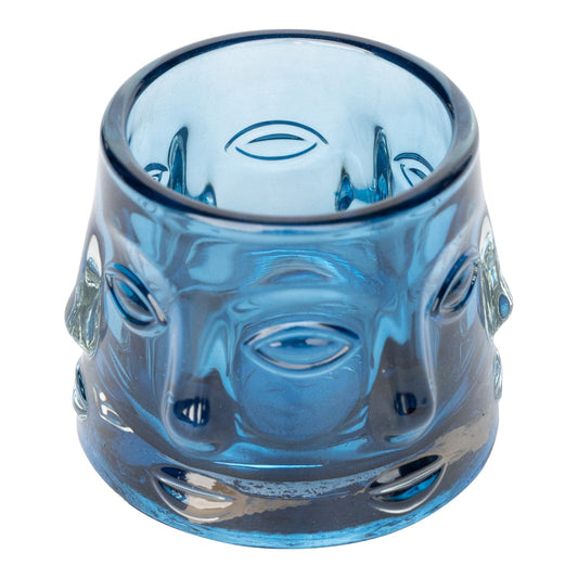 Blue Glass Face Design Candle Holder-0