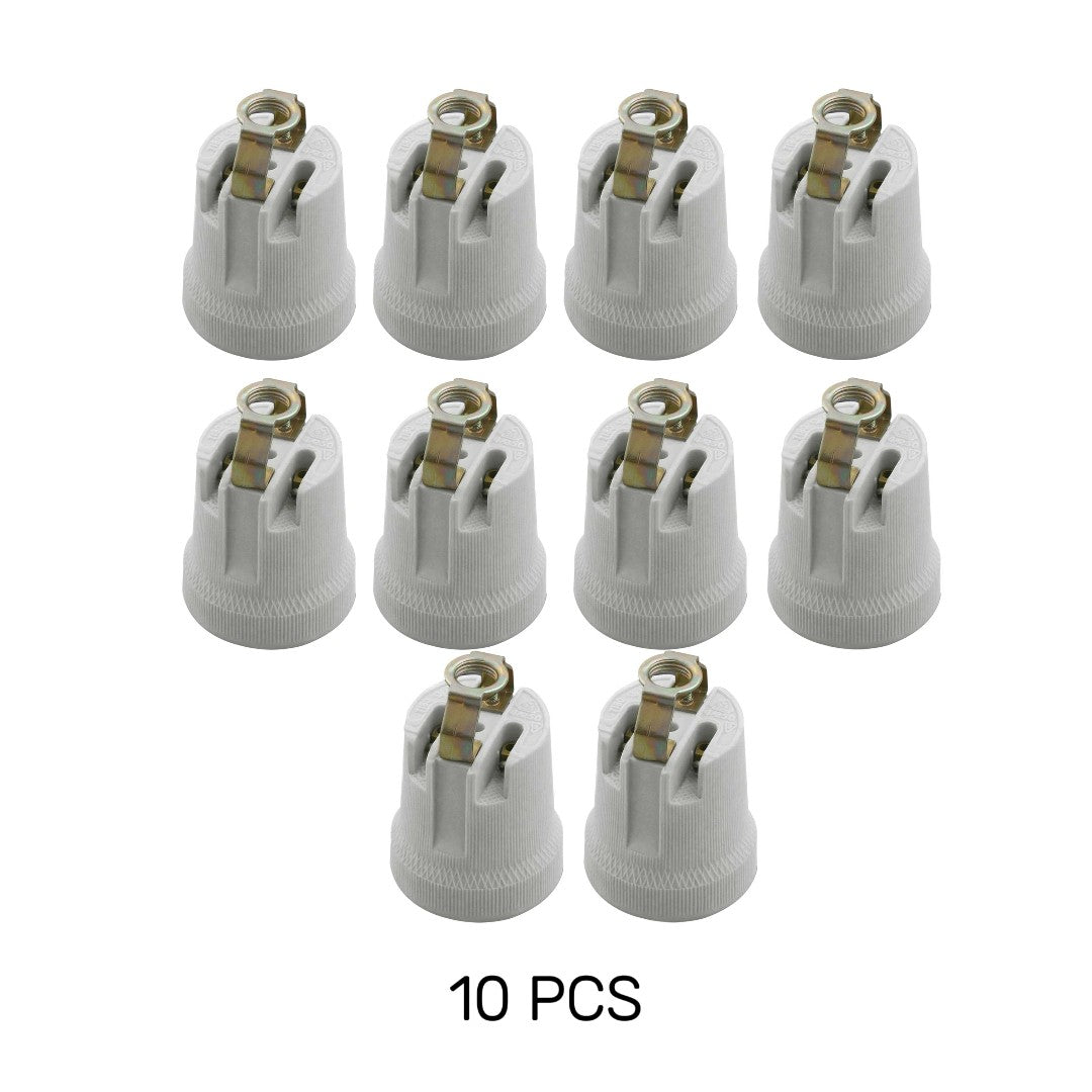 White Ceramic E27 Bulb Holder: Stylish & Heat Resistant ~4114-0