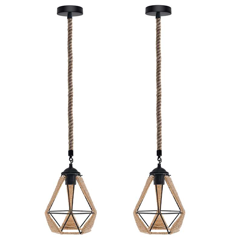 Hemp Rope Pendant Light Vintage Retro Loft Industrial Hanging Lamp~4587-7