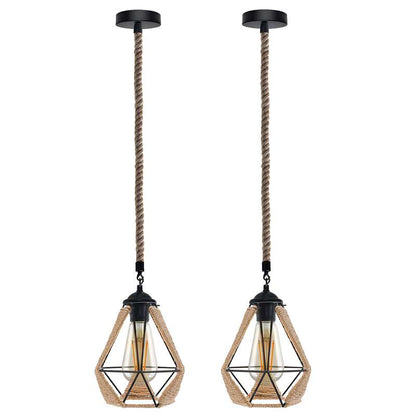 Hemp Rope Pendant Light Vintage Retro Loft Industrial Hanging Lamp~4587-6