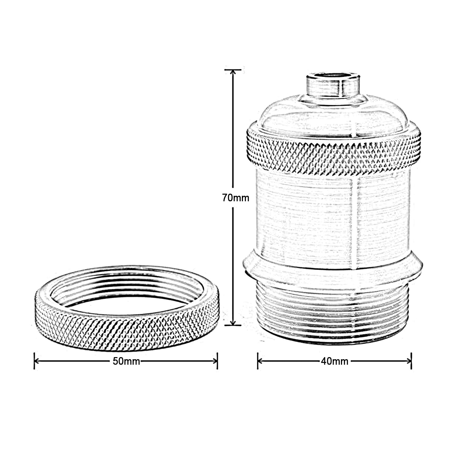 E27 Lamp Bulb Holder Metal Holder Ideal for Vintage Edison Filament Bulbs ~2930-2