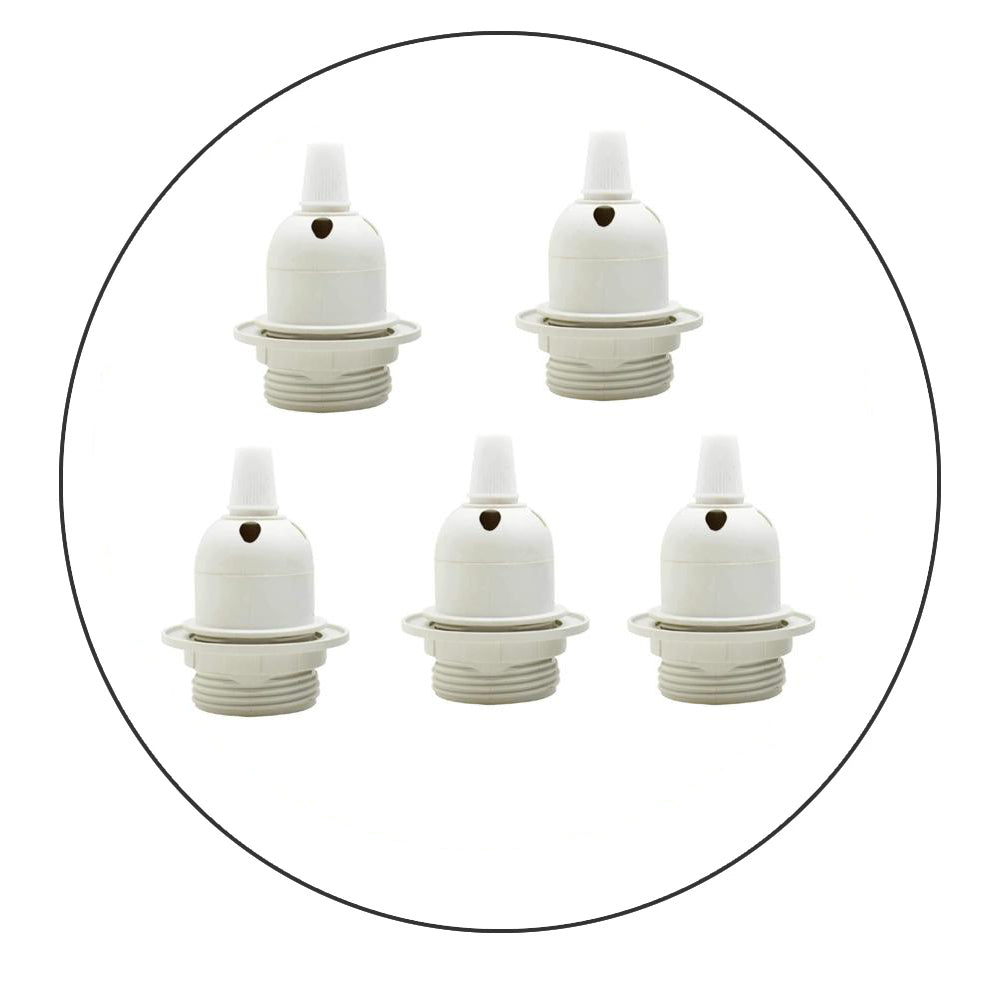 5 Pack E27 Edison Screw Pendant Light holder with Ring - White~2305-0