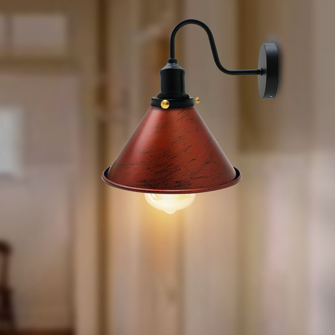 E27 Industrial Metal Wall Light Fitting Vintage Cone shape Wall Sconce~3388-0