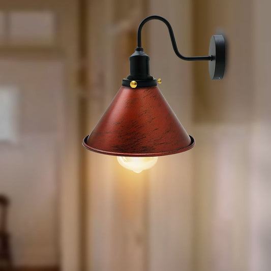 E27 Industrial Metal Wall Light Fitting Vintage Cone shape Wall Sconce~3388-0