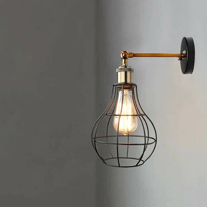 Vintage Industrial Wall Light with FREE Bulb Antique Retro Cage Adjustable Wall Sconce Lamp~2270-0