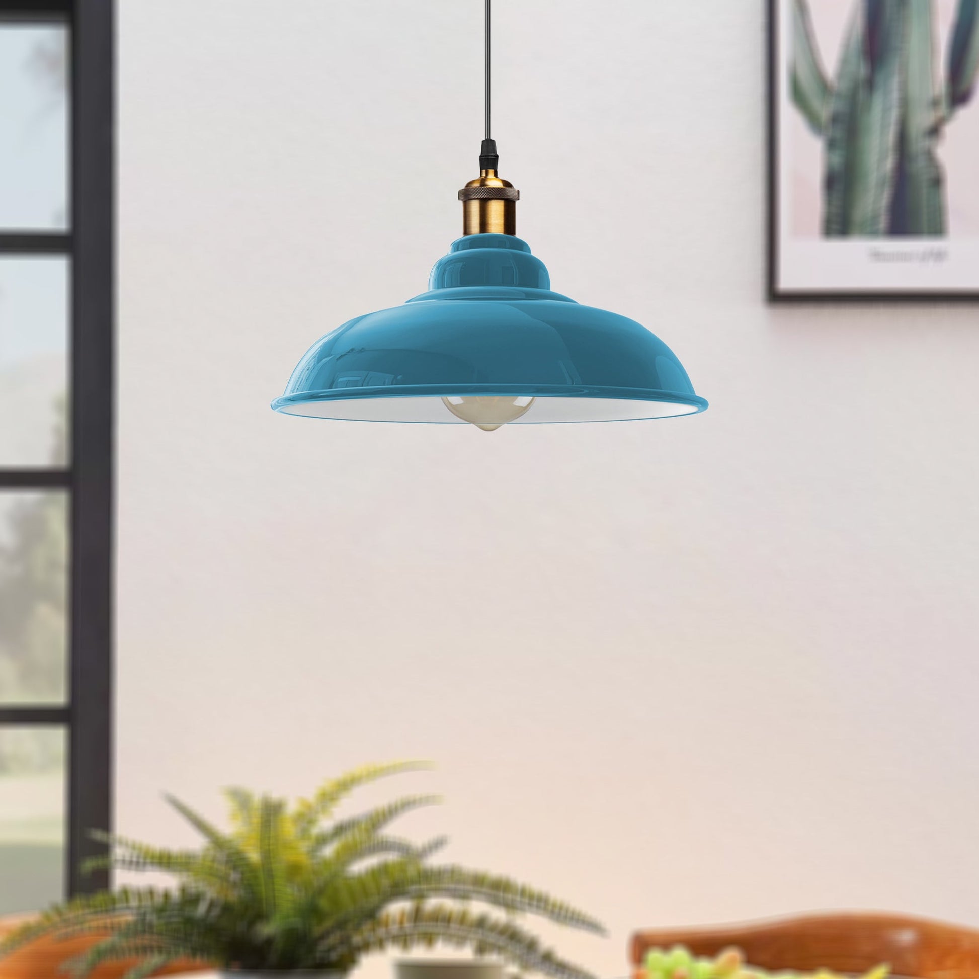 Cyan Blue Gloss Modern Metal Indoor Home Light Lampshade~1084-0