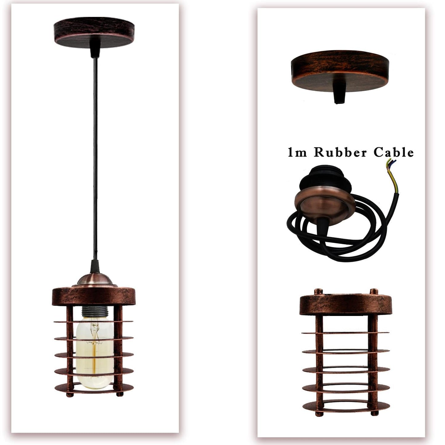 Industrial Vintage Pendant Light Retro Hanging Spiral Cage Mini~1442-2