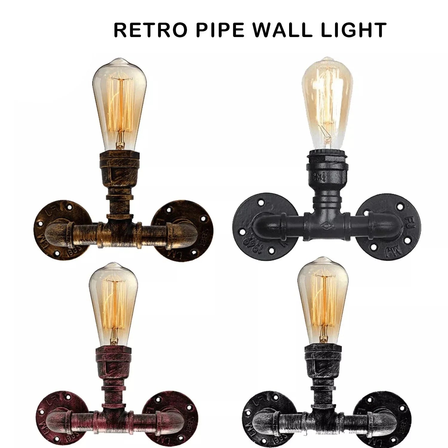 Industrial Sconce One Head Loft Water Pipe Steampunk Wall Light~2132-4