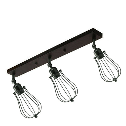 Vintage Industrial 3 Way Ceiling Bar Cage Lights Adjustable Matt Black E27 Bulb Lighting~2277-2