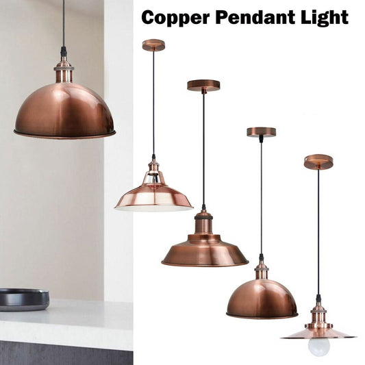 vintage industrial metal retro ceiling pendant light copper shade~1297-0