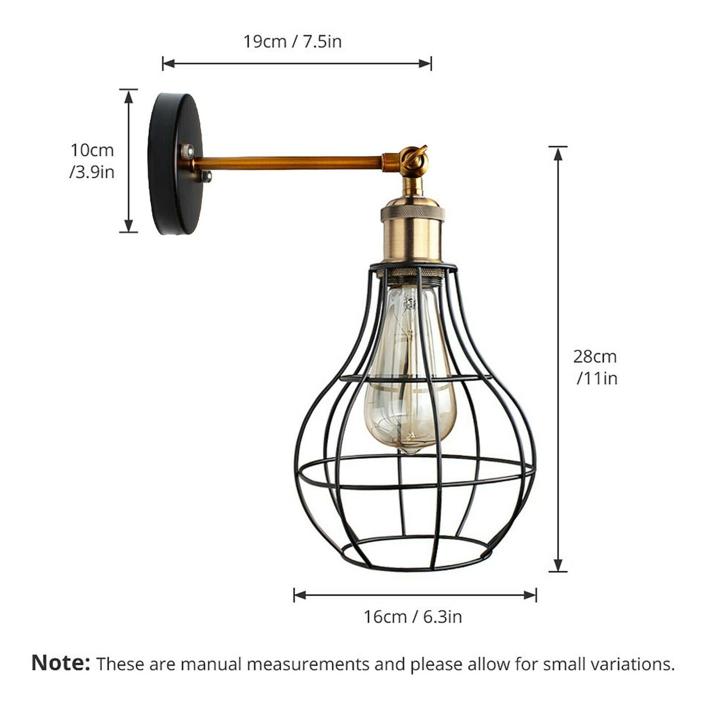 Vintage Industrial Wall Light with FREE Bulb Antique Retro Cage Adjustable Wall Sconce Lamp~2270-2